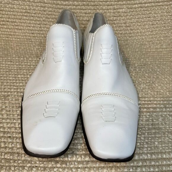 Jo Ghost White Leather Square Toe Dress Shoes Italy Sz 42 US 9 main image 9